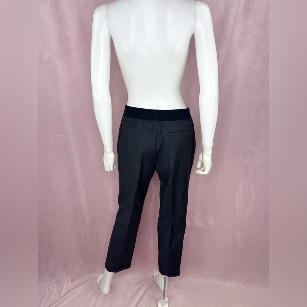 QL2 Womens 100% Wool Blue Gray Pinstripe Straight Leg Pants Trousers Size 6 - Picture 3 of 8